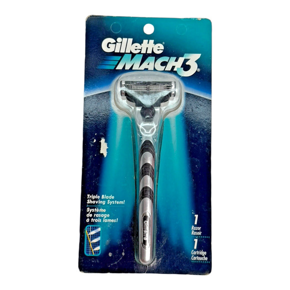 Vintage 1998 Gillette MACH3 Razor Metal Handle NOS Sealed w/ 1 Cartridge Prop - Picture 1 of 3
